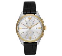 Emporio Armani Renato AR11498 Men's Chronograph Watch - 43mm Silver Dial Leather Strap