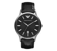 Emporio Armani Renato AR2411 Men's Round Analog Dial Quartz Watch with Black Leather Strap