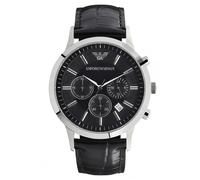 Emporio Armani Renato AR2447 Men's Chronograph Watch - 43mm Black Dial Leather Strap