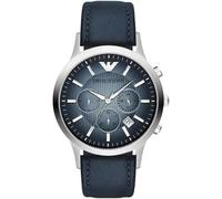Emporio Armani Renato AR2473 Men's Chronograph Watch - 43mm Blue Dial Blue Leather Strap