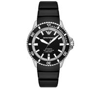 Emporio Armani Sea Explorer Elite Automatic Black Silicone Watch, Black, Women Black