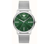 Emporio Armani Three-Hand Date Stainless Steel Mesh Watch, One Colour, Men One Colour