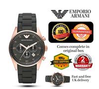 NEW GENUINE EMPORIO ARMANI SPORTIVO AR5905 ROSE BLACK & GOLD SILICONE MENS WATCH