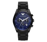 Emporio Armani Sportivo AR5921 Men's Chronograph Watch - 43mm Navy Blue Dial Black Silicone-Wrapped Bracelet