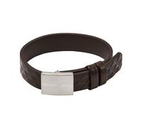 Emporio Armani Bracelet — Stainless Steel & Black Leather Strap — Slider Closure — Men's