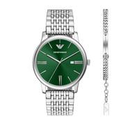 Emporio Armani Stainless Steel Three Hands Watch and Bracelet Set