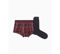 Emporio Armani Underwear Gift Set - Navy/Tartan Trunks & Socks