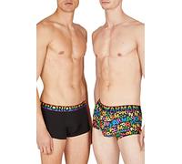 Emporio Armani Underwear Men's 2-Pack Logo Trunks, Ea Rainbow Col/Black, M, Ea Rainbow Col/Black, M