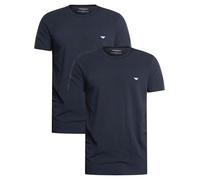 Emporio Armani Underwear Men's 2-Pack T-Shirt Crew Neck Logo, Marine/Marine, L