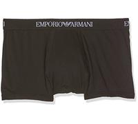 Emporio Armani Underwear Men's 2-Pack Trunk Pure Cotton Retro Shorts, Black, S (Pack of 2), Black/Black, S
