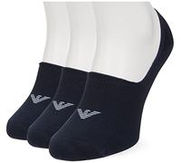 Emporio Armani Underwear Men's 3-Pack Invisible Socks With Jacquard Eagle 3-Pack Invisible Socks, marine, L/XL