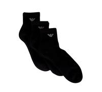 Emporio Armani Underwear Men's 3-Pack Short Socks Sporty Terrycloth, Black, TU
