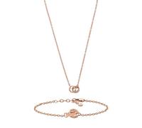 EMPORIO ARMANI Unisex Rose Gold-Tone Stainless Steel Necklace and Bracelet, Set