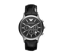 Emporio Armani Watch for Men, Chronograph Movement, 43 mm Silver / Steel Stainless Steel Case with a Leather Strap, AR2447