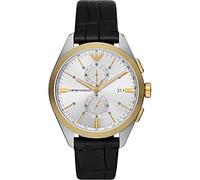 Emporio Armani Watch for Men, Quartz Movement, 43 mm Black Stainless Steel Case with a Leather Strap, AR11498