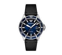 Emporio Armani Watch for Men, Three Hand Date Movement, 42 mm Silver Stainless Steel Case with a Leather Strap, AR11516