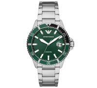 Emporio Armani Emporio Armani Green Dial Stainless Steel Bracelet Watch, Multi, Men Print