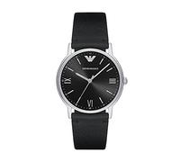 Emporio Armani Watch for Men, Three Hand Movement, 41 mm Silver Stainless Steel Case with a Leather Strap, AR11013