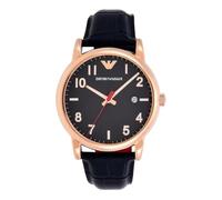 Emporio Armani Watch for Men, Two Hand Date Movement, 43 mm Rose Gold Stainless Steel Case with a Leather Strap, AR11135