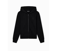 Emporio Armani WOMAN'S ICONIC TERRY HOODED FULL ZIP SWEATSHIRT BLACK M