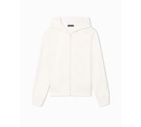 Emporio Armani WOMAN'S ICONIC TERRY HOODED FULL ZIP SWEATSHIRT WHITE L