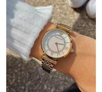 EMPORIO ARMANI WOMEN'S AR1907 YELLOW GOLD TONE BRACELET PEARL DIAL