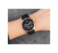 EMPORIO ARMANI WOMEN'S AR5906 BLACK STRAP BLACK DIAL ROSE GOLD CASE