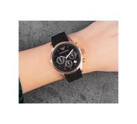 EMPORIO ARMANI WOMEN'S AR5906 BLACK STRAP BLACK DIAL ROSE GOLD CASE