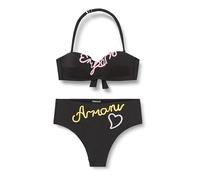 Emporio Armani Women's Band & High Brief Emrboidery Signature Bikini Sets, Black/Pastel, M