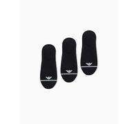 EMPORIO ARMANI Women's EAGLE 3-PACK FOOTIE SOCKS Black S/M
