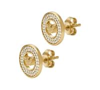 Emporio Armani Jewellery Emporio Armani Eagle Logo CZ Coin Extension Gold Tone Stud Earrings 1.1 x 1.1cm