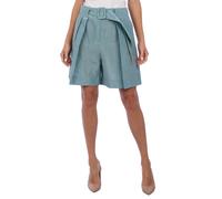 Emporio Armani Womens High Waisted Pleated Shorts 5NP41T Women - Turquoise Cotton - Size 42 (Waist)