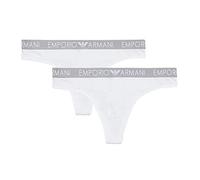 Emporio Armani Women's Iconic Cotton 2-Pack Thong Underwear, White/White, L (Pack of 2)
