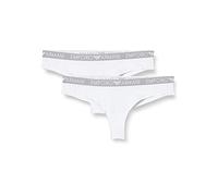 Emporio Armani Women's Iconic Cotton 2-Pack Brazilian Brief Underwear, White/White, S