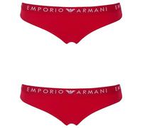 Emporio Armani Women's Iconic Logoband 2-Pack Brief, Rosso LACCA, XS
