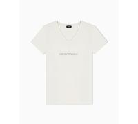 Emporio Armani Women's Iconic Logoband V Neck T-Shirt Beige L