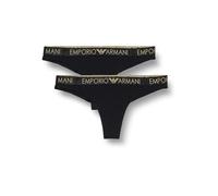 Emporio Armani Women's ICONIC MICROFIBER 2-PACK BRASILIAN Underwear, NERO,