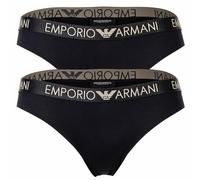 Emporio Armani Women's Iconic Microfiber 2-Pack Brief Underwear, Nero, L