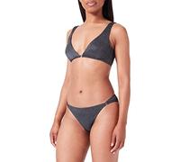 Emporio Armani Women's Lurex Textured Yarn Triangle and Brief Bikini Set, Black, S