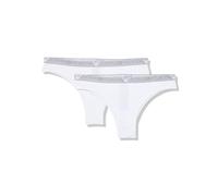 Emporio Armani Women's Stretch Cotton Studs Logoband 2-Pack Brazilian Brief, White, XL