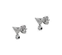 Emporio Armani Sterling Silver Crystal Eagle Logo Stud Earrings