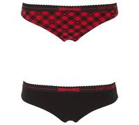 Emporio Armani Women's Tartan Christmas Cotton 2-Pack Brasilian Underwear, Vichy Rosso/Nero, XS