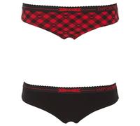 Emporio Armani Women's TARTAN CHRISTMAS COTTON 2-PACK BRIEF Underwear, VICHY ROSSO/NERO,