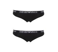 Emporio Armani Woman's Essential Cotton 2-Pack Thong, Black, XL