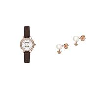 Emporio Armani Women's Watch and Stud Earrings - Three-Hand Moonphase, Rose Gold-Tone Stainless Steel Watch and White Pearl Earrings
