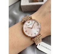 NEW EMPORIO ARMANI WOMENS WATCH AR11059 GOLD DIAL WITH STEEL GOLD STRAP GENUINE