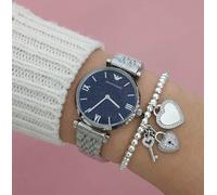 Emporio Armani Gianni T-Bar Ladies Watch AR11091ÂBlue DialÂStainless Steel Strap