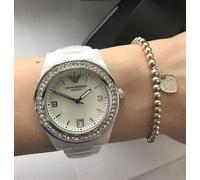 Women's Emporio Armani AR1426 White Ladies Ceramica Watch - Silver