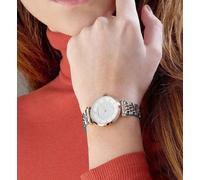 EMPORIO ARMANI WOMENS WATCH AR1926 TWO TONE STRAP WITH WHITE PAVE CRYSTAL DIAL