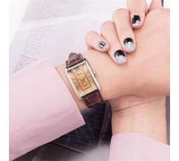 EMPORIO ARMANI WOMENS WATCH RECTANGLE BROWN LEATHER STRAP & BEIGE DIAL AR0155 UK